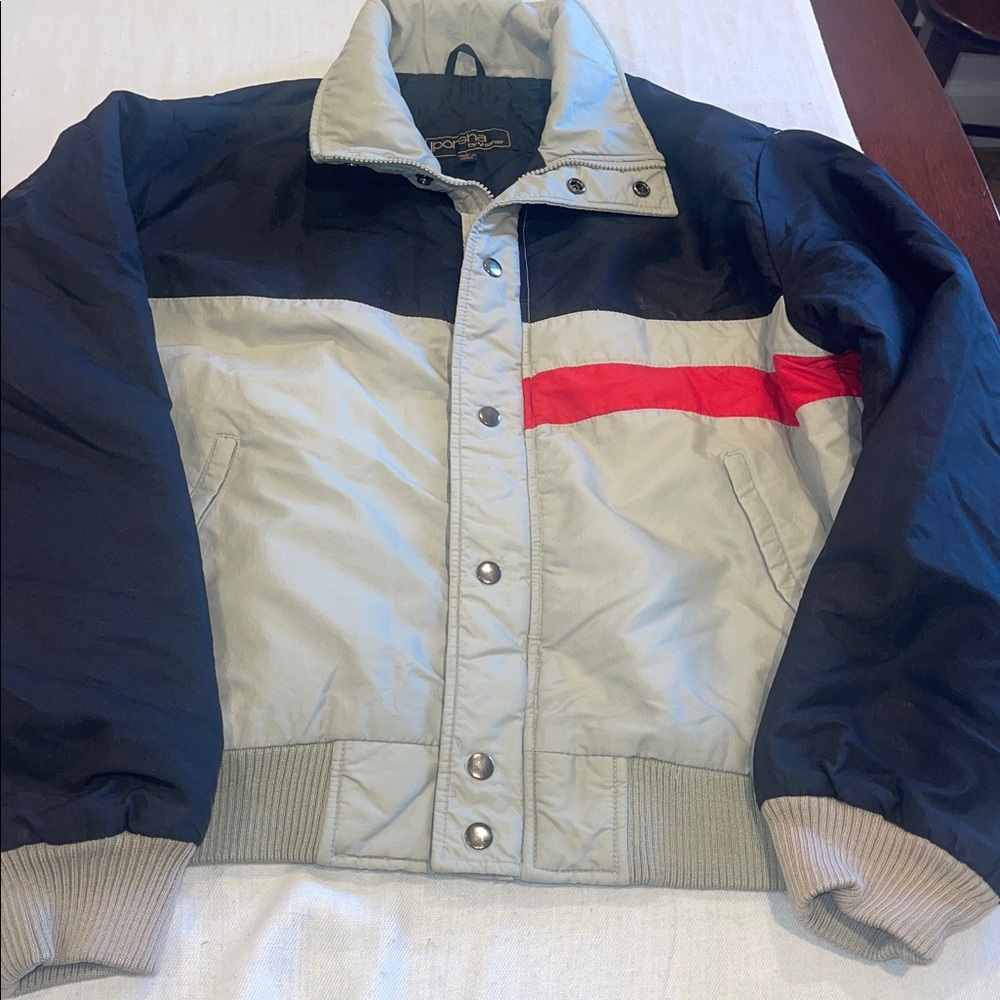 0911001 Vintage Porsha by Winer Puffer Mens Black Red Jacket SZ Large